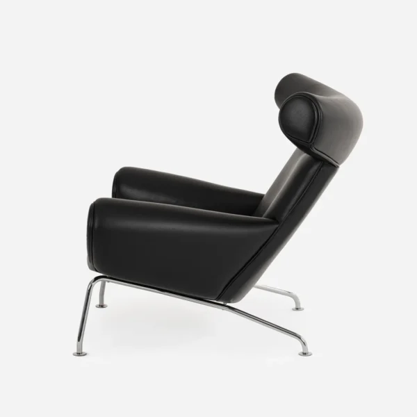 Black Leather OX Chair With Ottoman