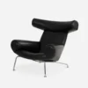 Black Leather OX Chair With Ottoman