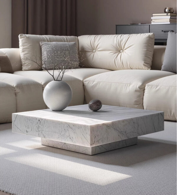 Carrara White Marble Coffee Table