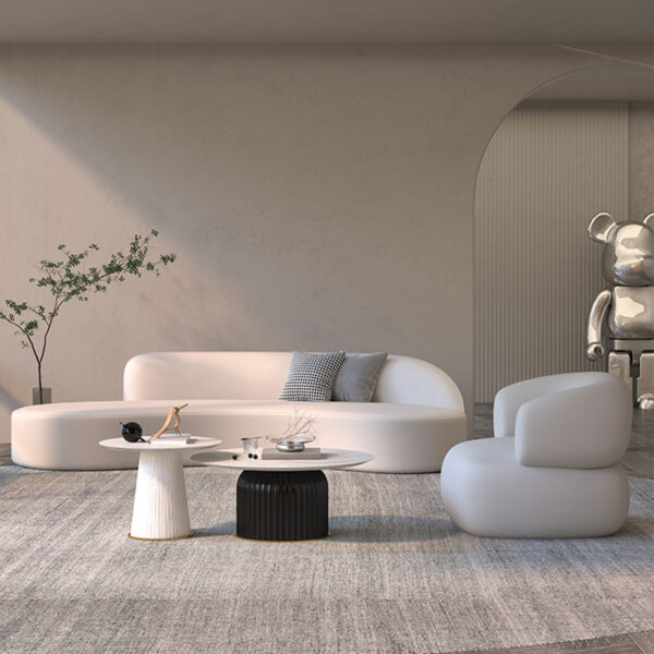 Cream style curved small sofa