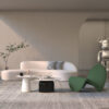 Cream style curved small sofa