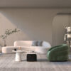 Cream style curved small sofa