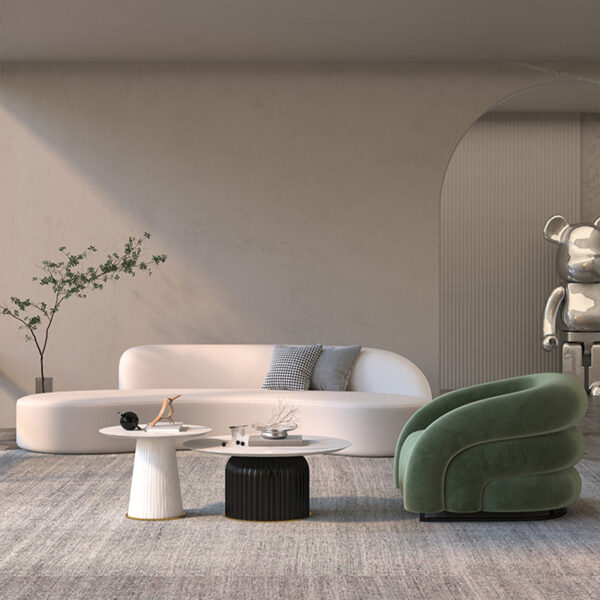 Cream style curved small sofa