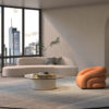 Cream style curved small sofa