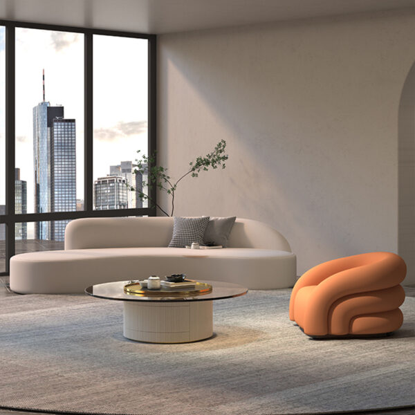 Cream style curved small sofa