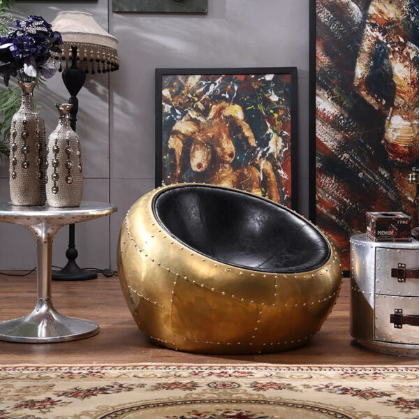 Gold Aviator Aluminum Ball Chair