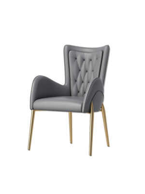 Grey Leather Dining Chair