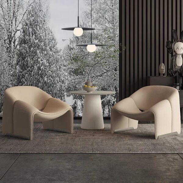Luxury White Color Fabric Sofa Chair
