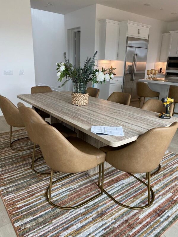 Modern Travertine Rectangular Dining Table