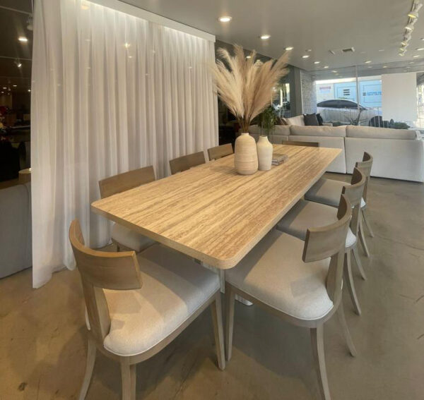 Modern Travertine Rectangular Dining Table