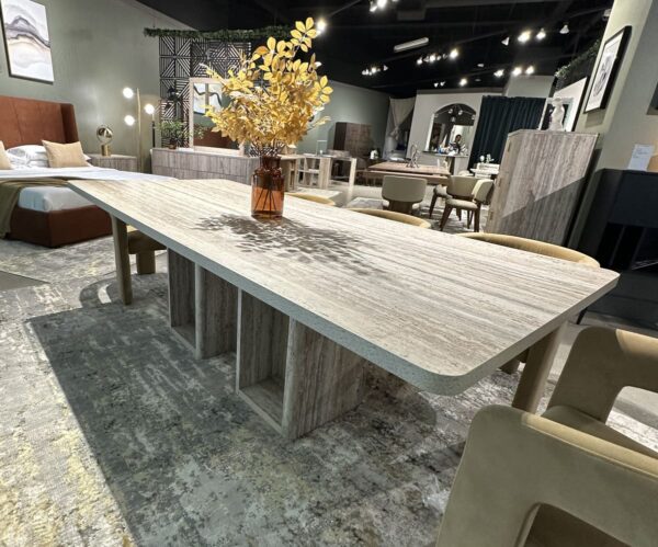 Modern Travertine Rectangular Dining Table
