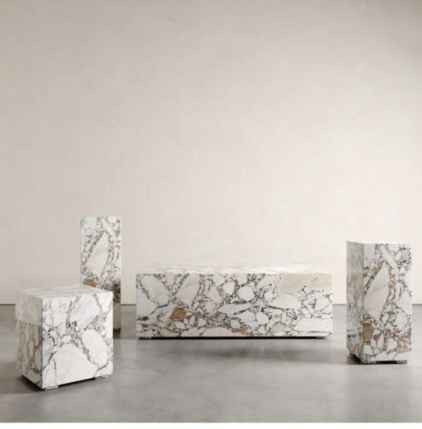 Natural marble box coffee table