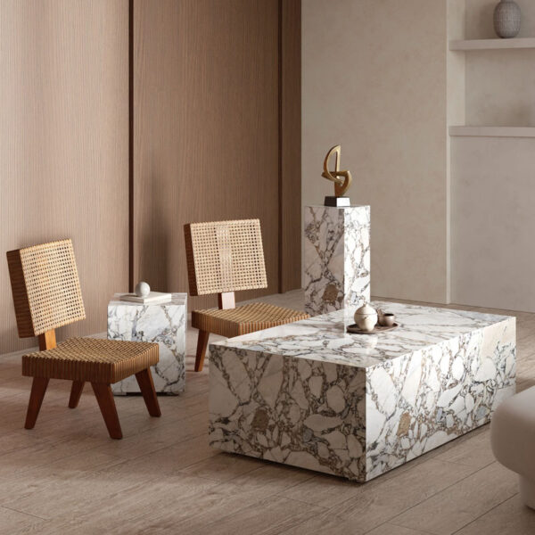 Natural marble box coffee table