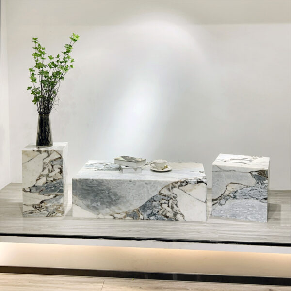 Natural marble box coffee table