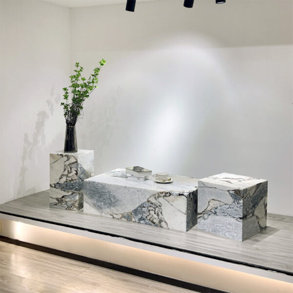 Natural marble box coffee table