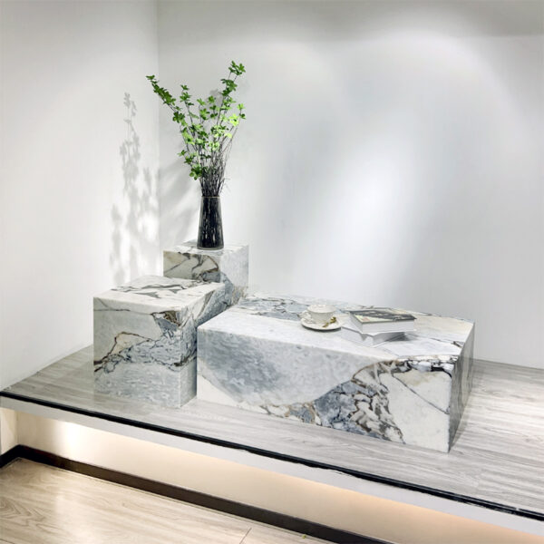 Natural marble box coffee table