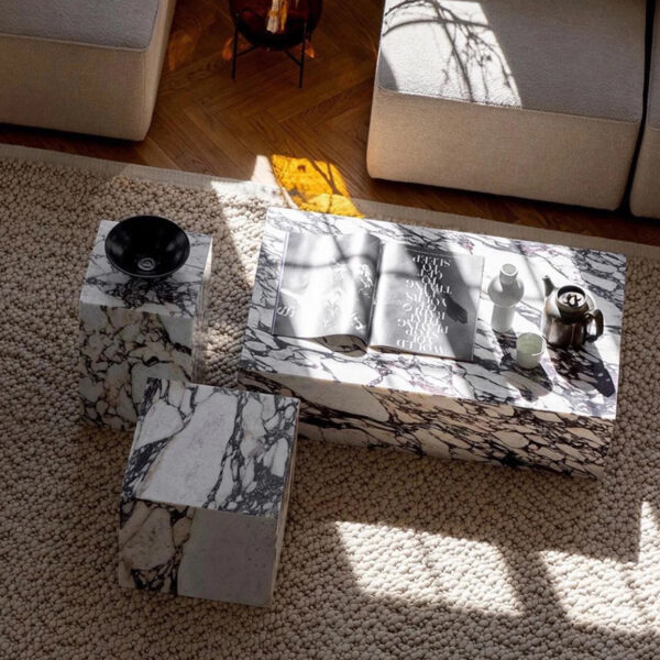 Natural marble box coffee table