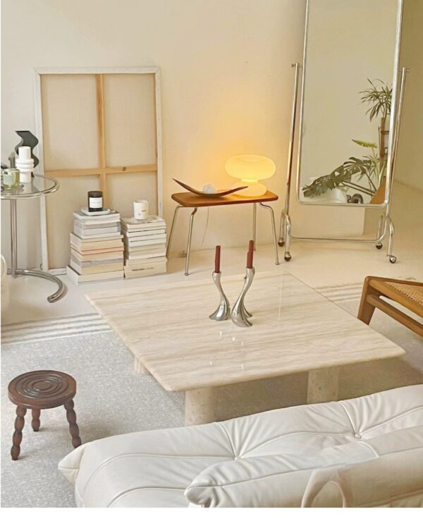 Natural travertine square coffee table