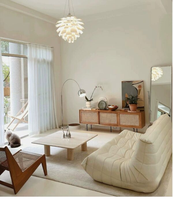Natural travertine square coffee table