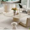 Natural travertine square coffee table