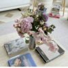 Natural travertine square coffee table