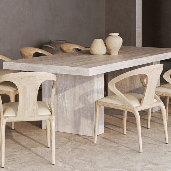 Rectangle Travertine Dining Table