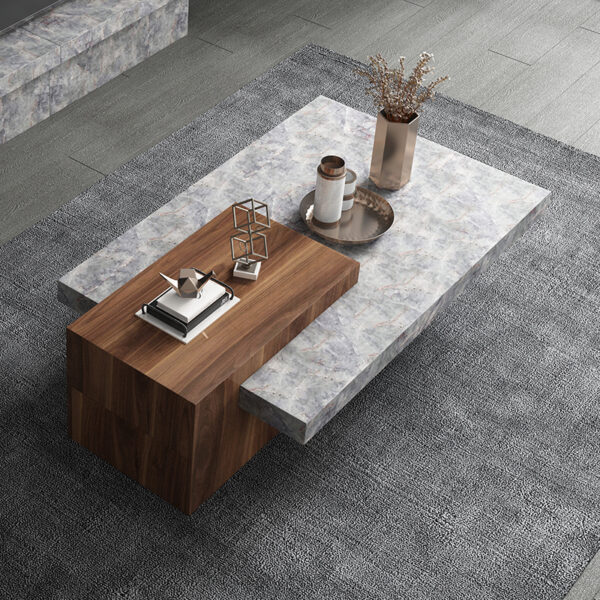 Rectangular marble coffee table