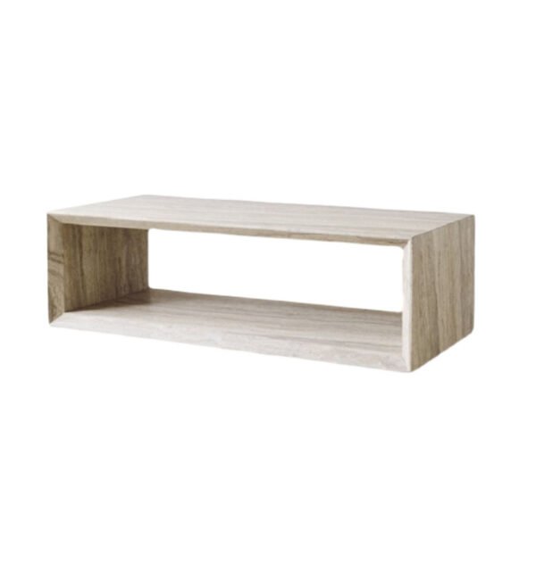 Rectangular natural travertine coffee table