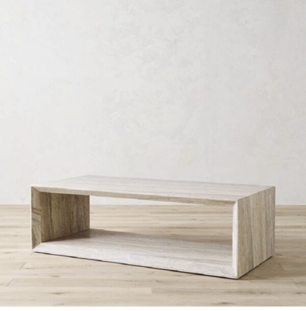 Rectangular natural travertine coffee table