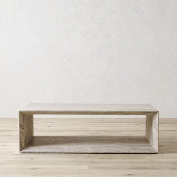 Rectangular natural travertine coffee table