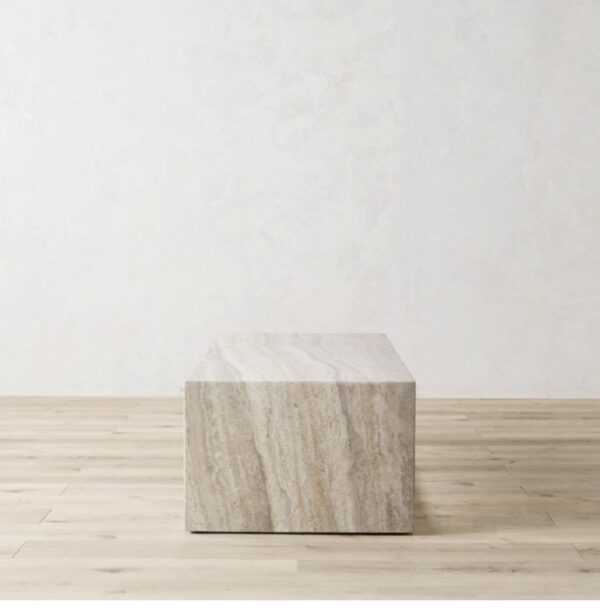 Rectangular natural travertine coffee table