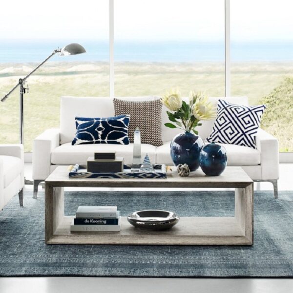 Rectangular natural travertine coffee table