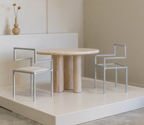 Round Travertine Dining Table