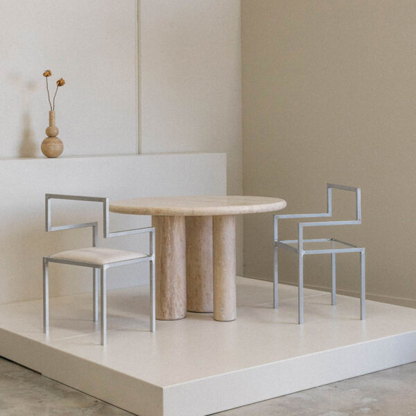 Round Travertine Dining Table
