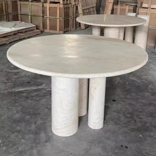 Round Travertine Dining Table