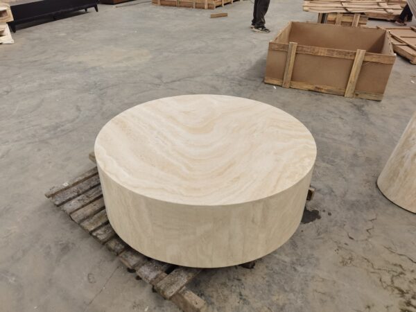 Round Travertine Stone Coffee Table