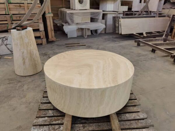 Round Travertine Stone Coffee Table