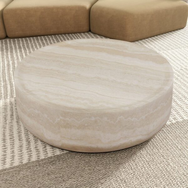 Round Travertine Stone Coffee Table