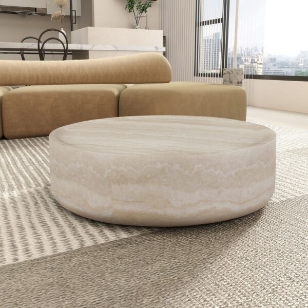 Round Travertine Stone Coffee Table