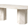 Travertine Dining table with Hexagon Base