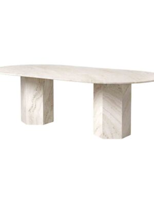 Travertine Dining table with Hexagon Base
