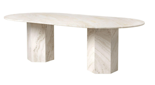 Travertine Dining table with Hexagon Base