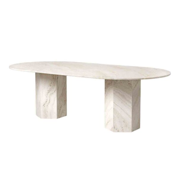 Travertine Dining table with Hexagon Base