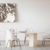 Travertine Dining table with Hexagon Base