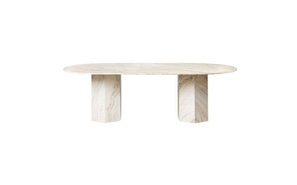 Travertine Dining table with Hexagon Base