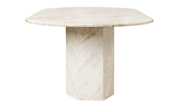 Travertine Dining table with Hexagon Base