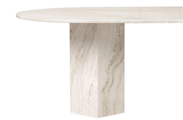 Travertine Dining table with Hexagon Base