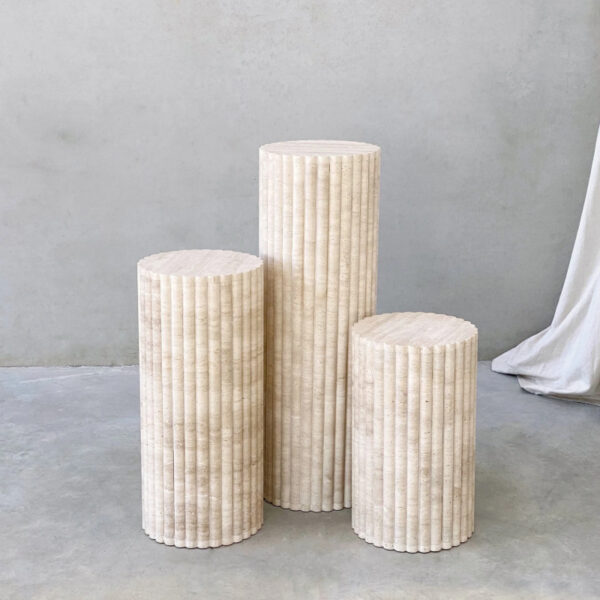 Travertine Fluted Round Plinth