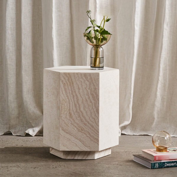 Travertine Side Table
