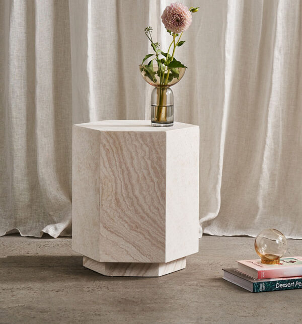 Travertine Side Table